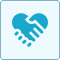 Group 1 (2) A blue heart with two hands coming out of it.